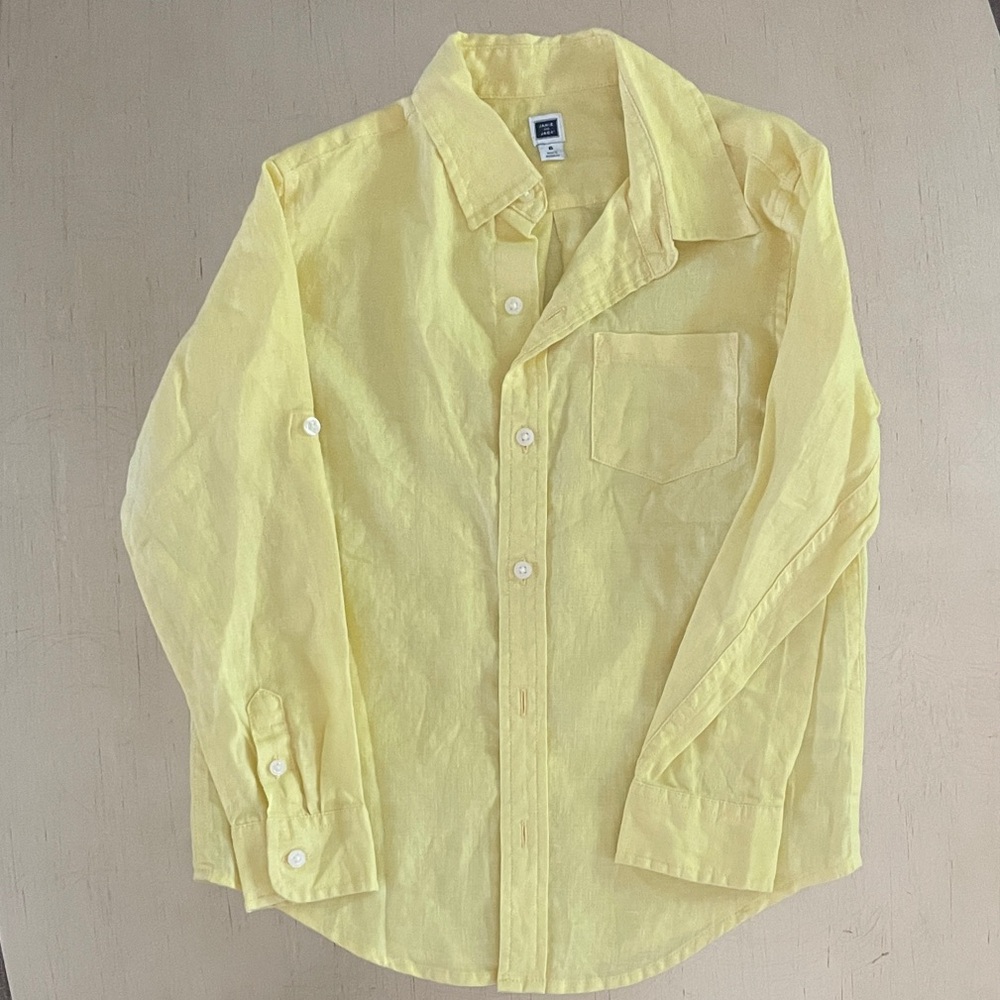Yellow Linen Button-Up Shirt
